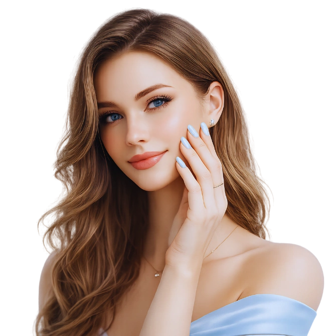 Graceful portrait with soft blue accents